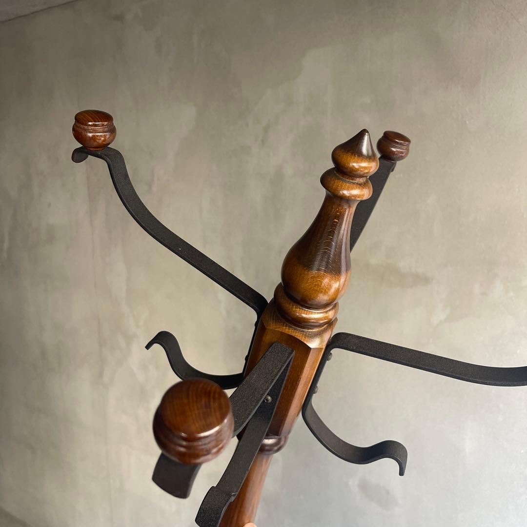 美品　カリモク コロニアル ハンガーラック ポールスタンド