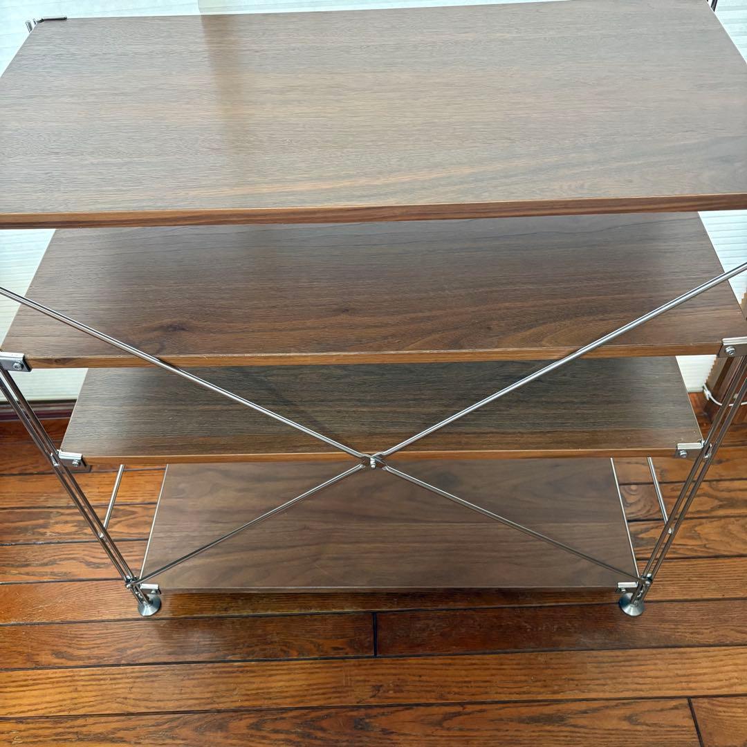 お値下げ中！無印 ユニットシェルフ ワイド 小 ウォールナット ＋追加棚1枚