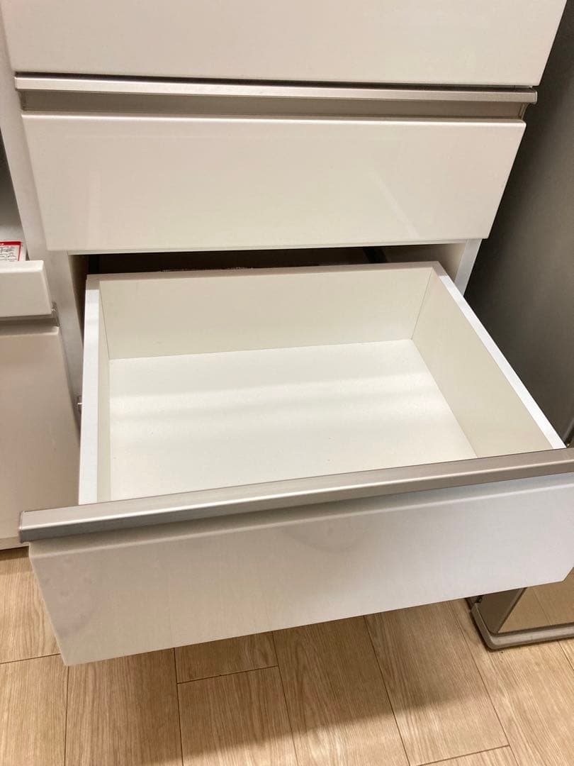 食器棚 キッチンボード 90cm レンジ台 キッチン収納家具 艶あり鏡面ホワイト