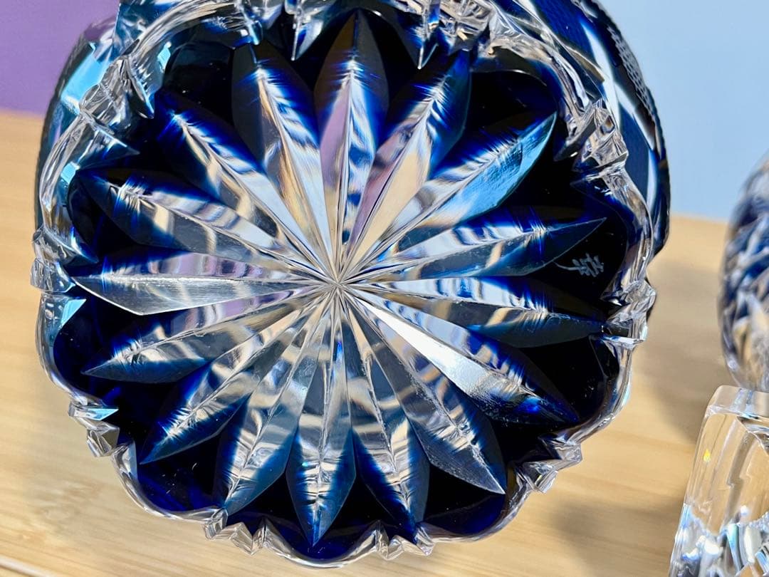 江戸切子　デカンタ　脚付杯 セット 根本幸雄 作