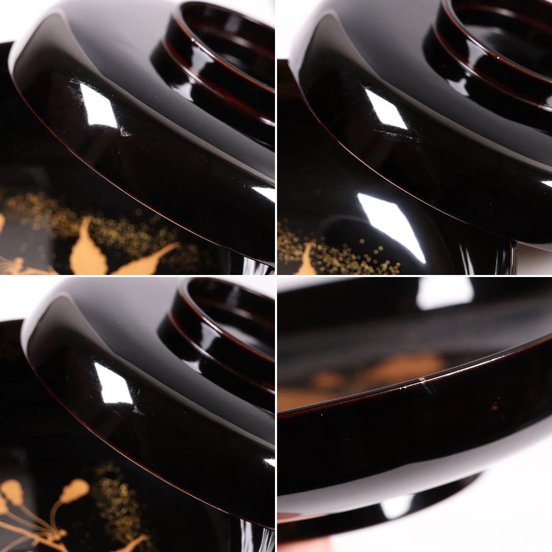 CL72 加賀蒔絵 貝合わせ蒔絵 黒塗椀 二客 蛤 桜 本金 梨地 木製漆器