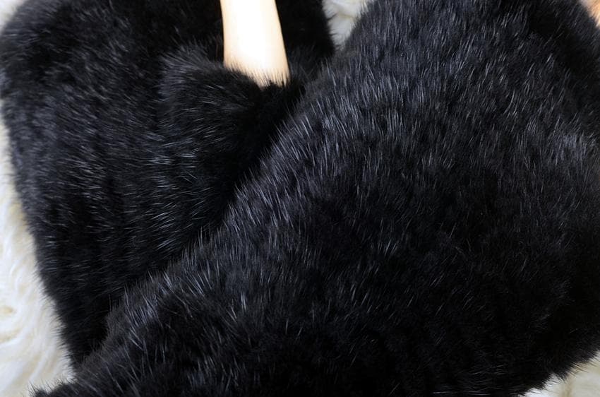 【毛皮の宝石 】上質ミンク編込みロングアームウォーマー 黒/毛皮 リアルファー