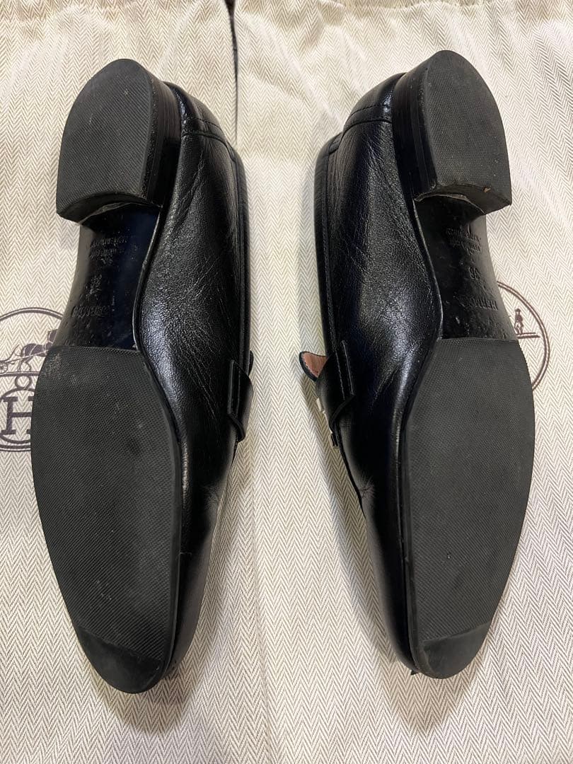エルメス　HERMES レザー 黒 ローファー