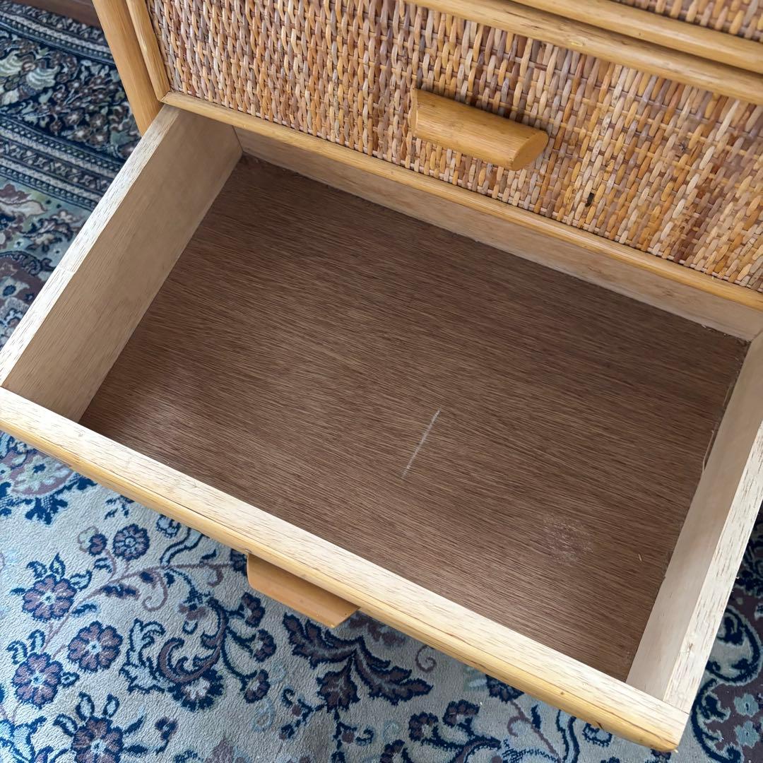ヴィンテージ☆ラタンチェスト 4段 収納棚 ナチュラル アジアン家具 籘家具