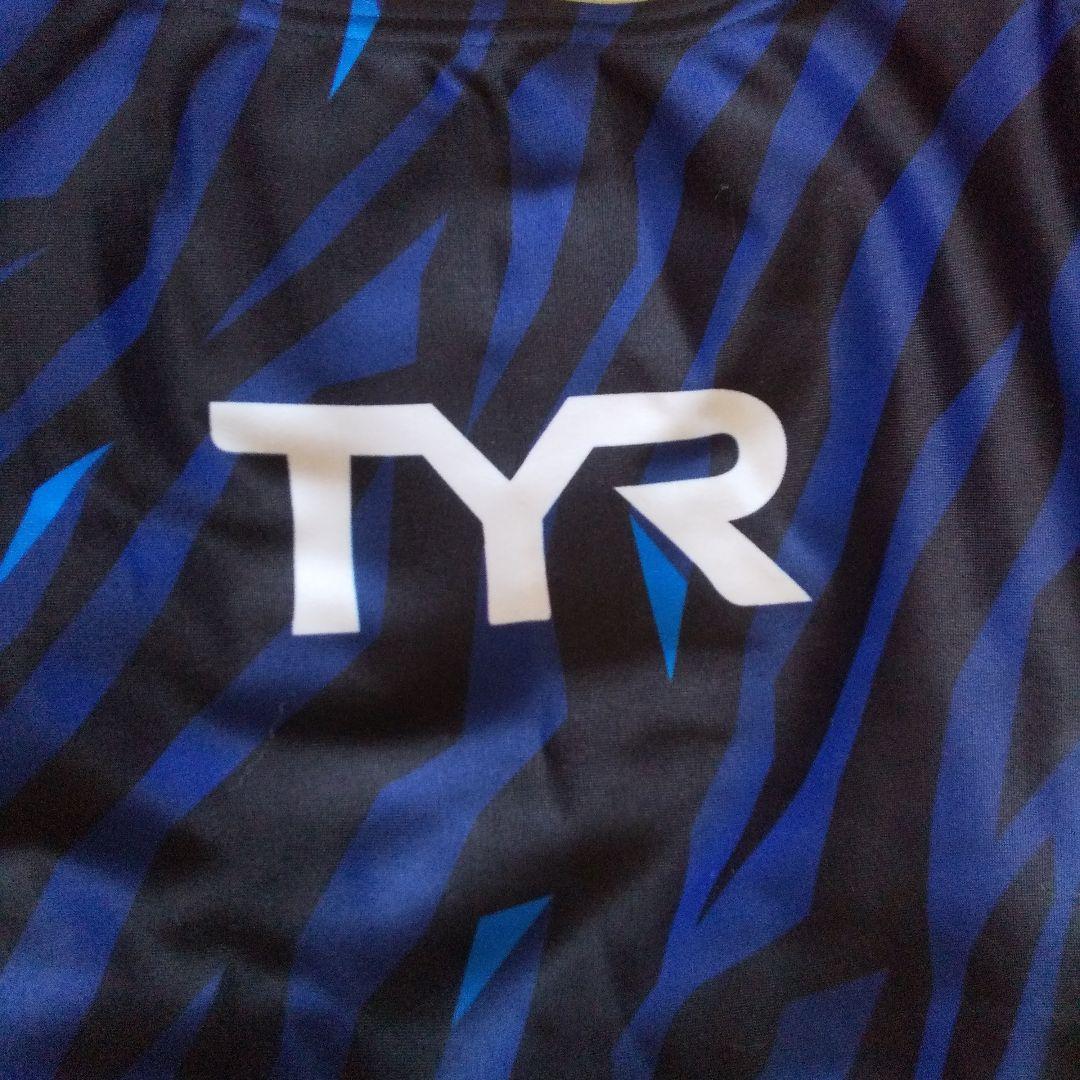 新品 TYR 競泳用水着 ハイバックL黒×ネイビー×ブルー日本製