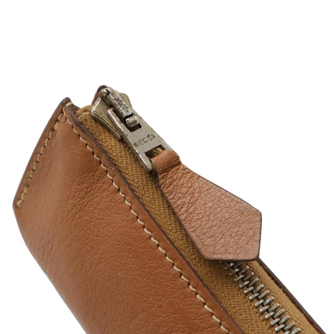 エルメス ピッコロ ペンケース レザー ライトブラウン 茶 シルバー金具 J刻印