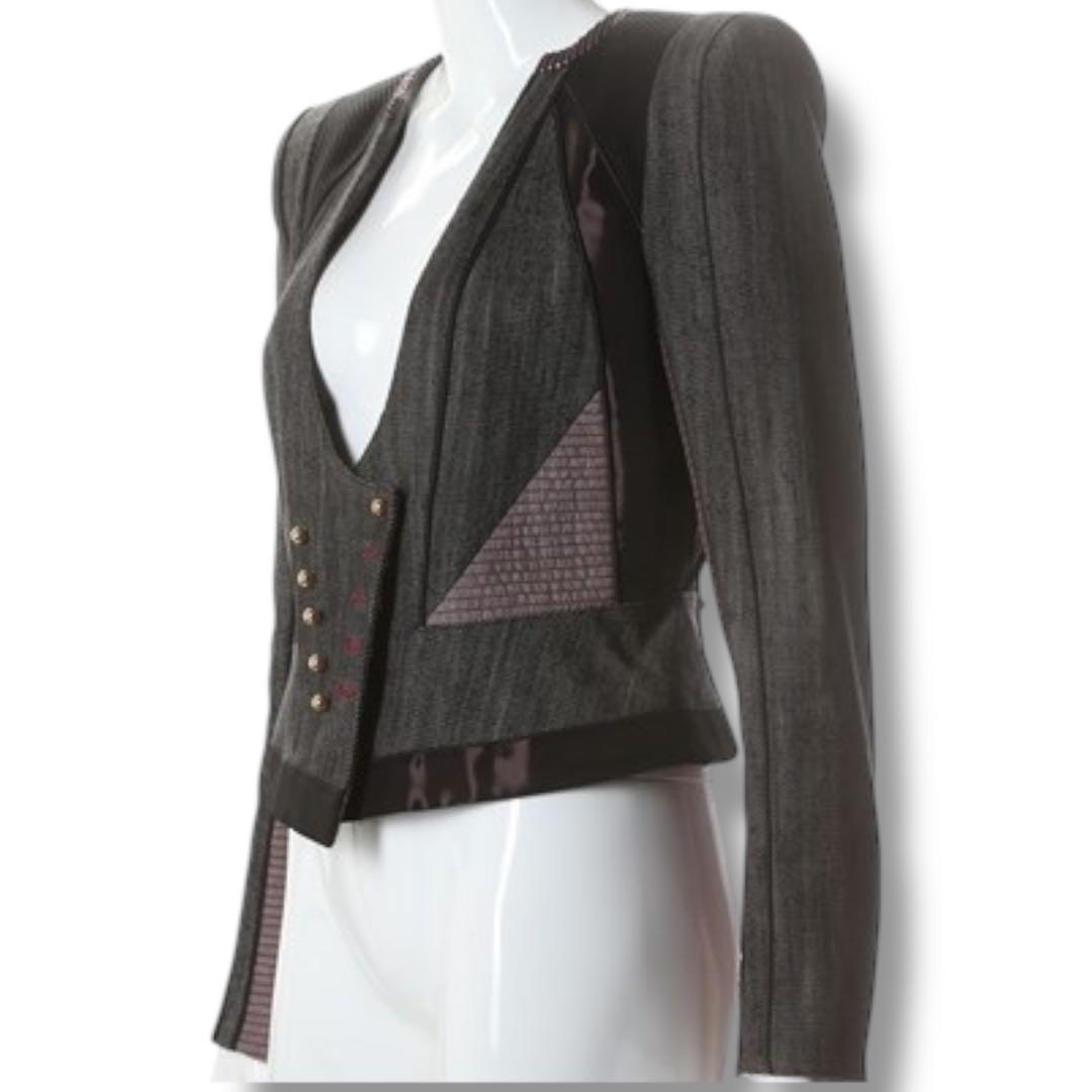 美品 LOUIS VUITTON モノグラム 異素材 切替 コルセットジャケット