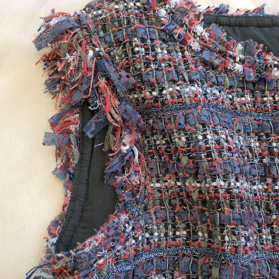 美品Rene 36　ファンシー　ツイード　ワンピース　ピンクパープル系ACT3