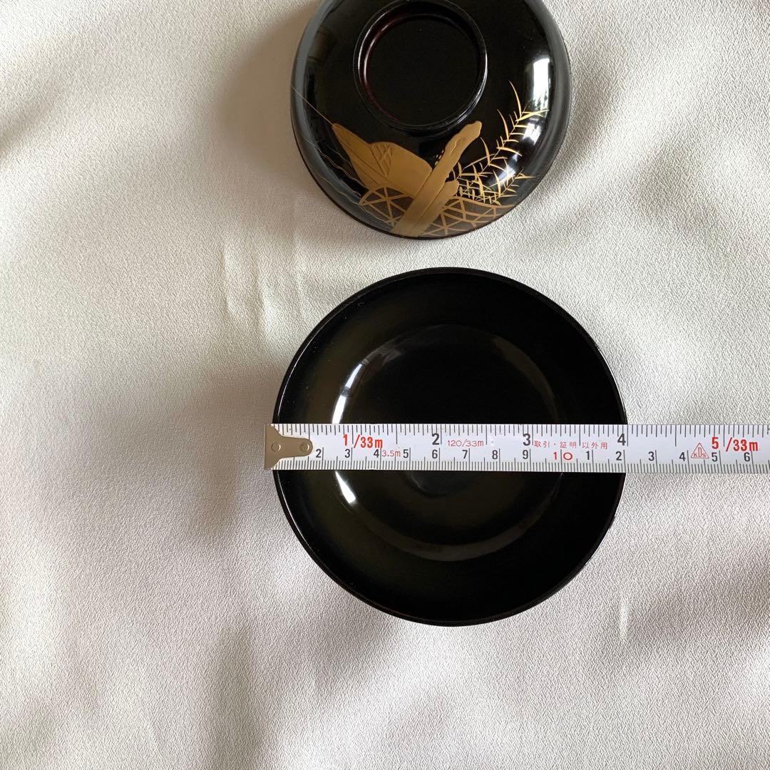 蓋付吸い物椀　曳舟蒔絵　10客　木製　時代物