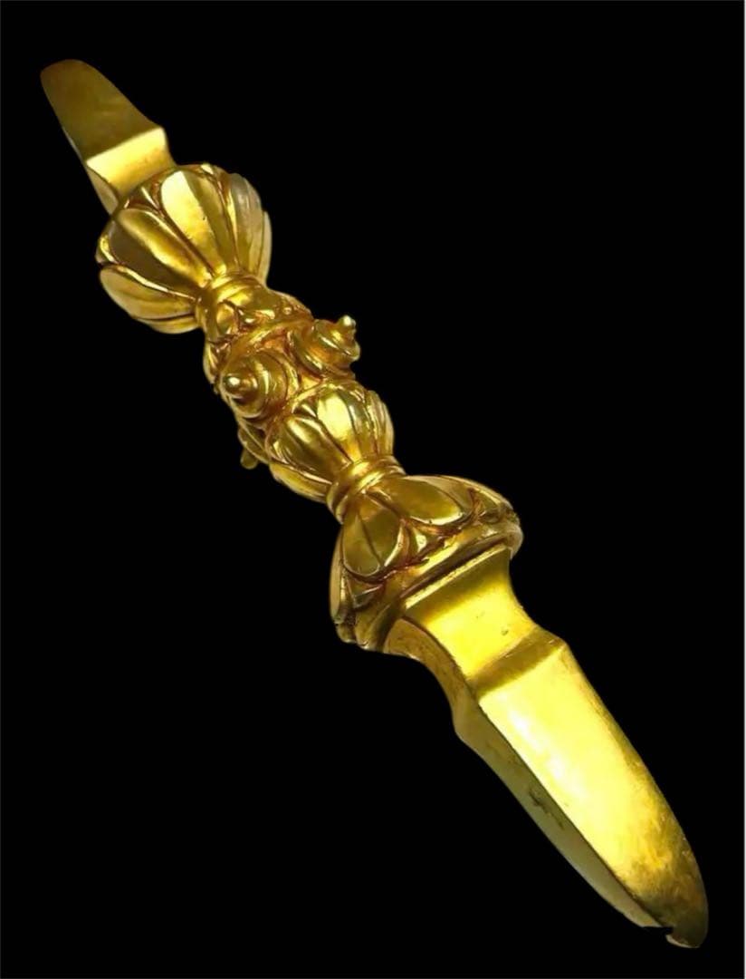 新品 24金張り 独鈷杵 プルパ 金剛杵 仏教 特大サイズ　約23センチ　87