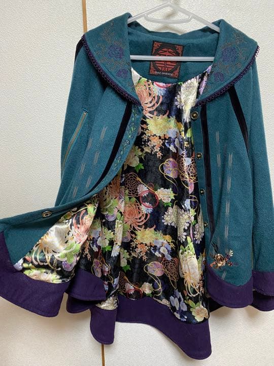 OZZON JAPAN 和柄　和風　ポンチョ　リバーシブル