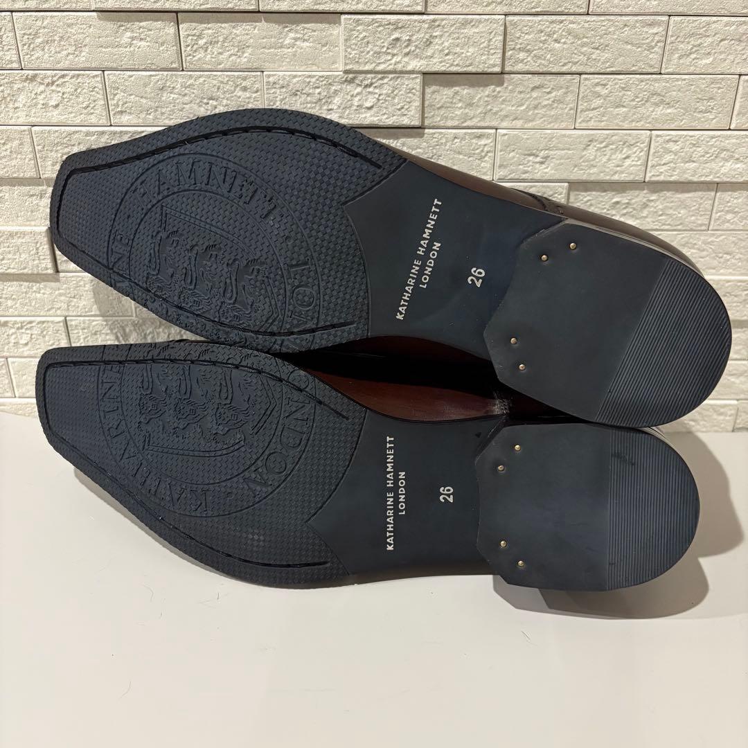 極美品　キャサリンハムネット 本革 レザー ビジネスシューズ 26cm ブラウン