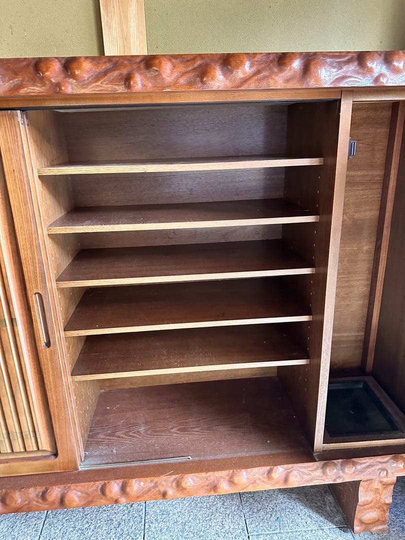 西垣家具工芸【蔵】高級和家具 下駄箱 靴箱 なぐり加工 天然木 幅210cm