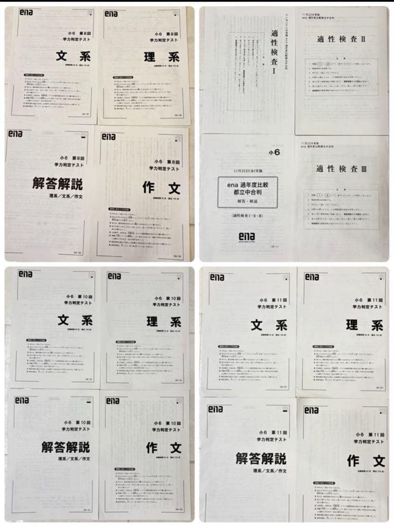 小学校6年都立中受検用ena学習参考書セット 全て解答解説つき