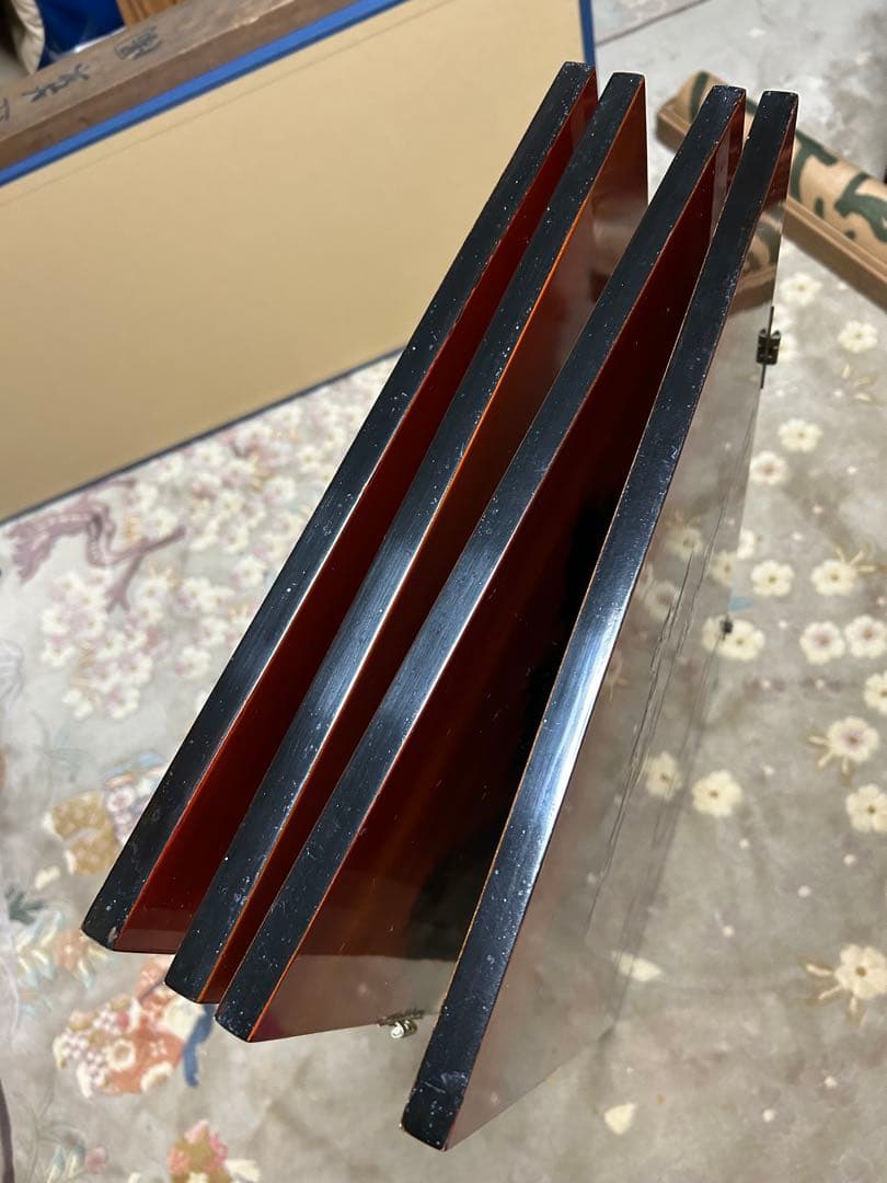 中国美術　螺鈿細工　衝立漆塗り　万馬奔騰図　令和8年干支