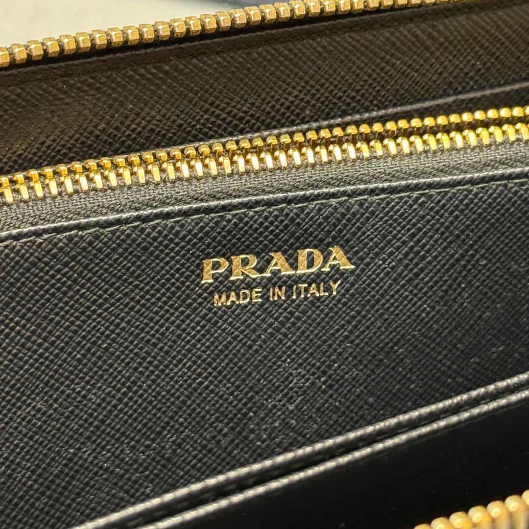 PRADA プラダ サフィアーノ レザー ラウンドジップ 長財布 ブラック