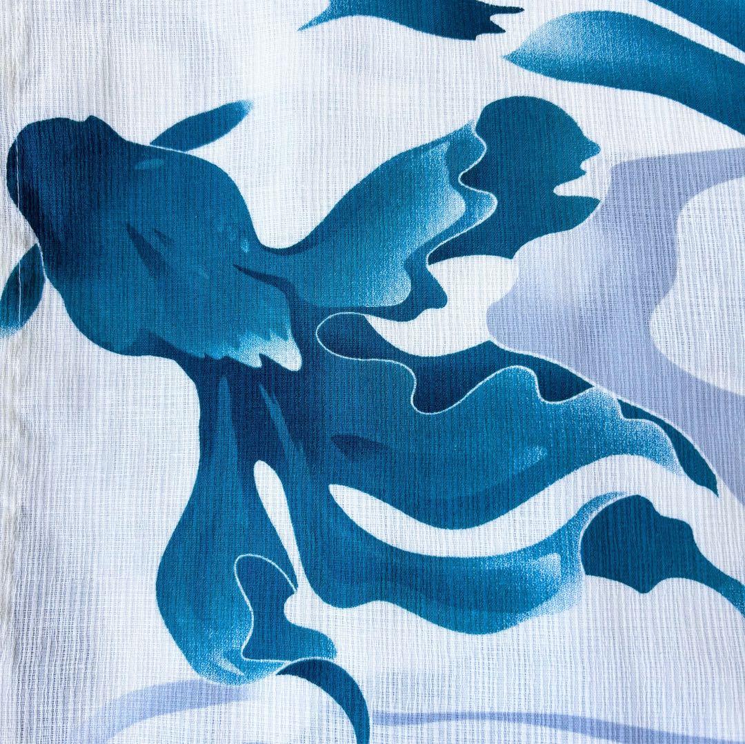 新品浴衣 綿麻 【金魚と波模様】気持ち良さそうに泳いでいる金魚★涼しげ♪