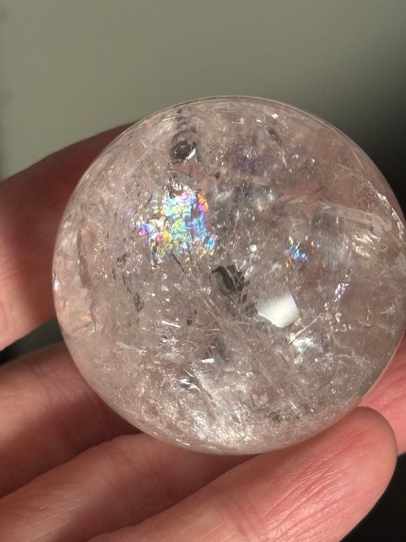 極上　ピンクアゼツライト　スフィア　4.40cm 虹だらけ　天然石