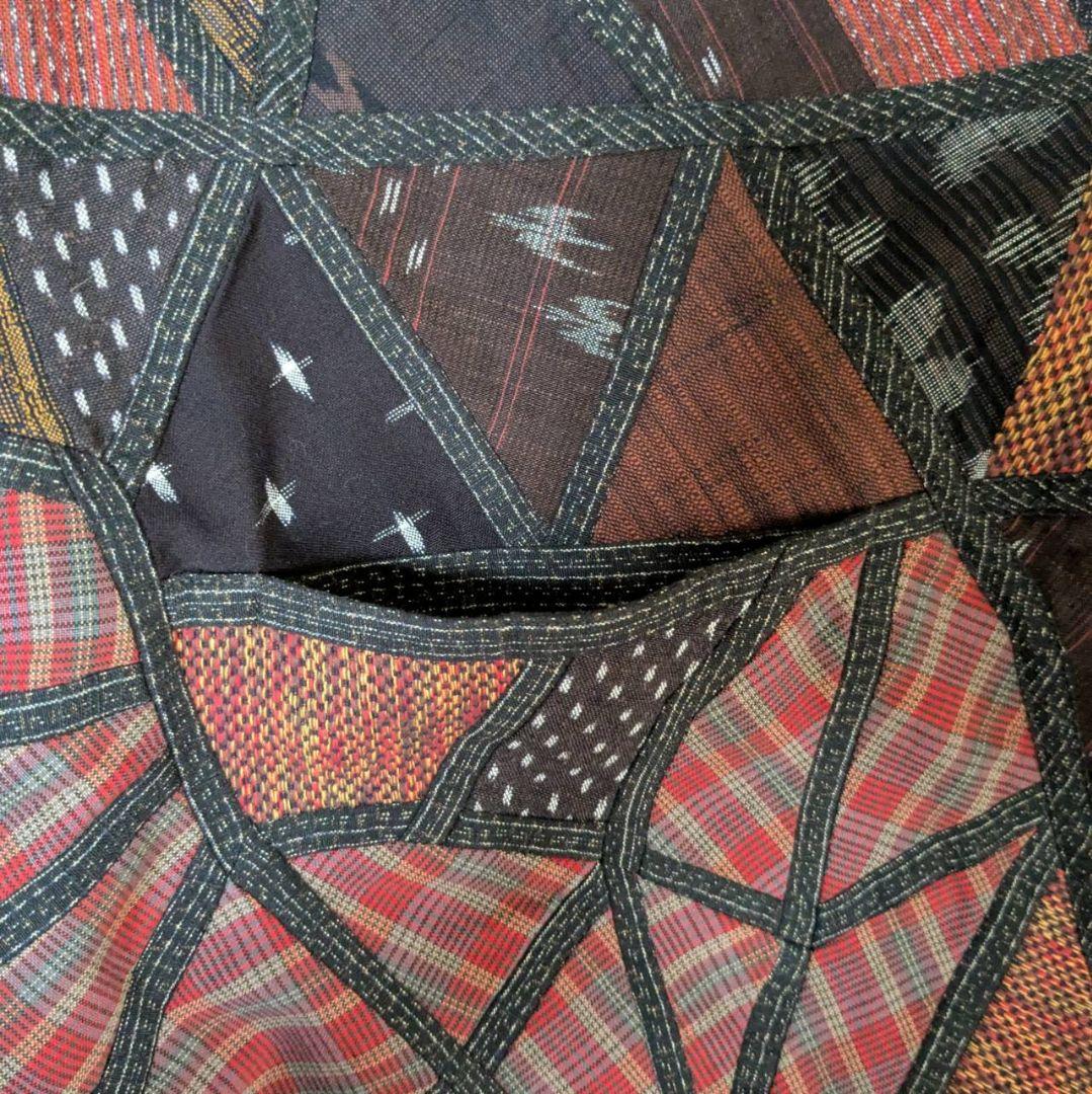 ギエモン オカモト商店 ポンチョ コート パッチワーク 久留米絣 フリーサイズ