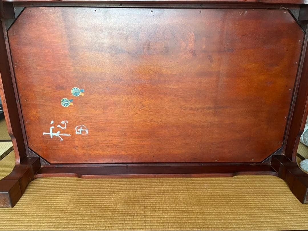 【希少品】骨董 アンティーク 松鶴ガラストップ座卓