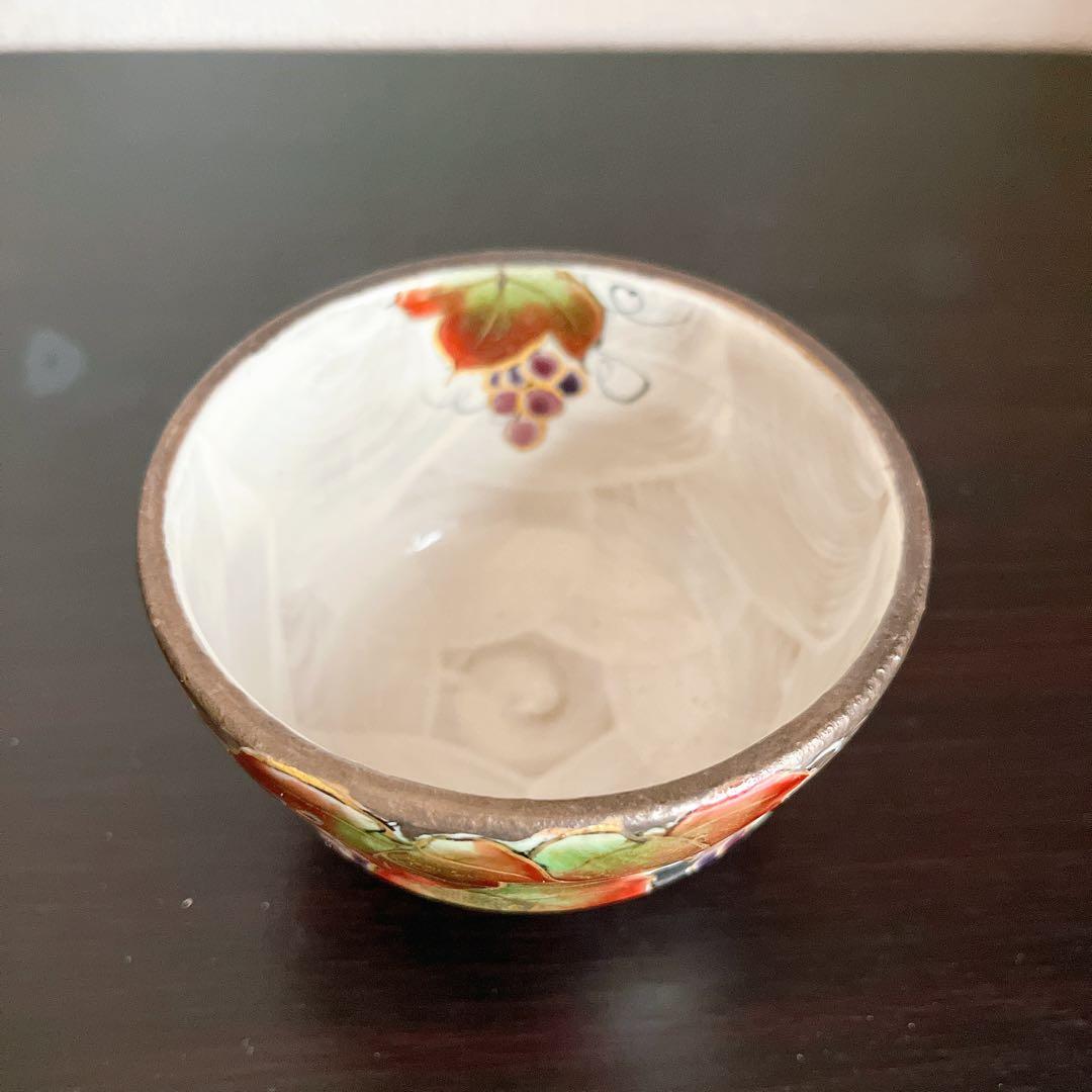 希少⭐︎ 陶あん窯　京焼　銀彩　 湯飲み4客セット　桜.葡萄.椿.露草