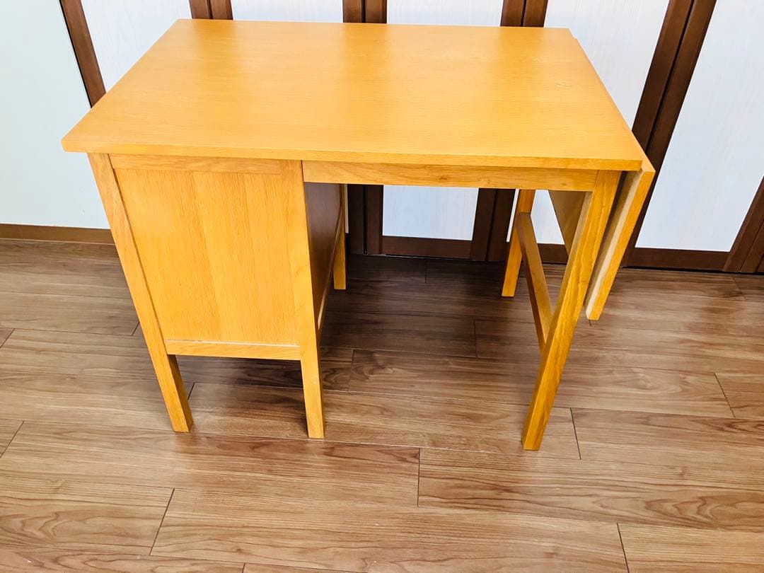 unico★パソコンデスク★学習机★ナチュラルウッド 3段引き出し