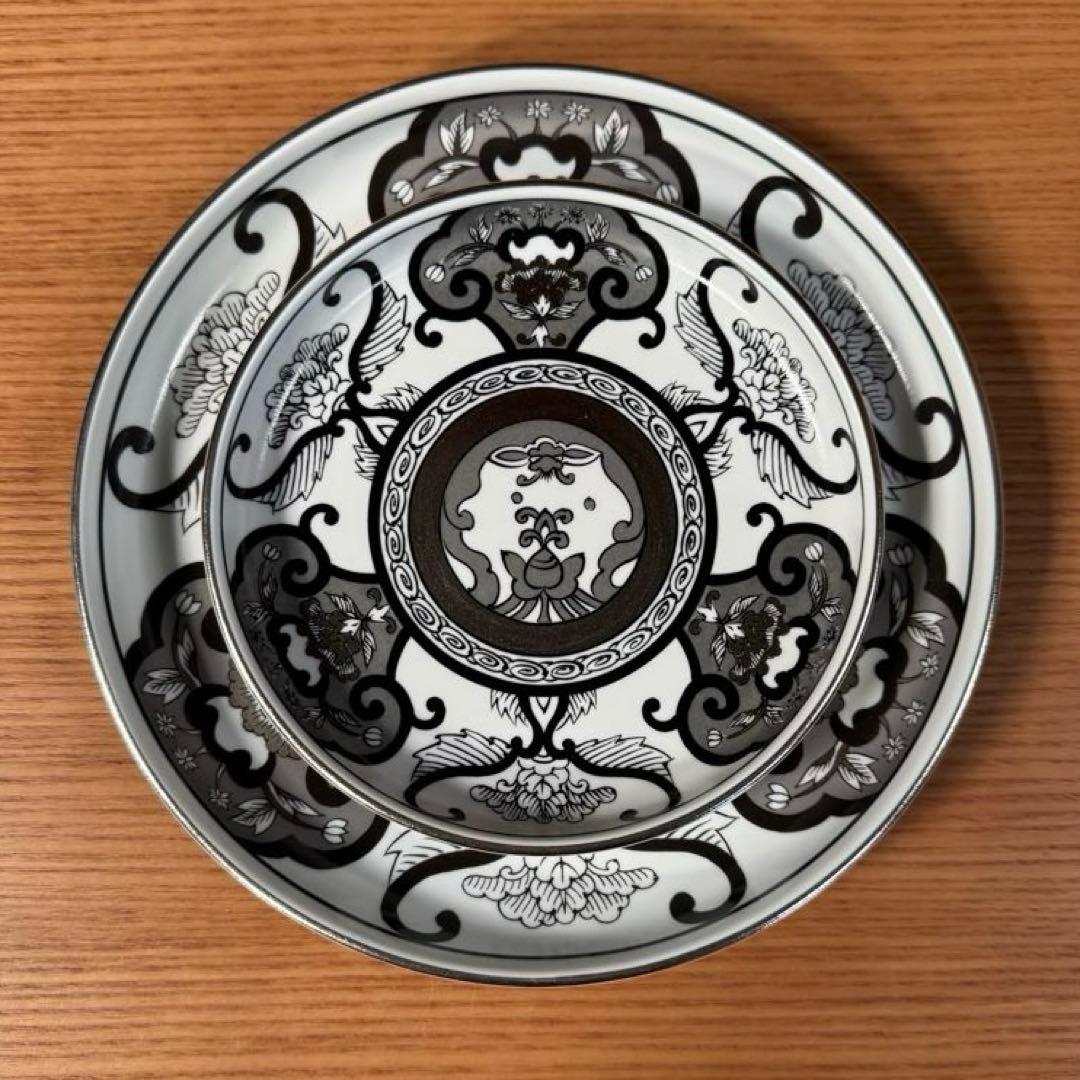 JAPAN  古伊万里草花紋 プラチナ 銘々皿 19cm和皿セット☆