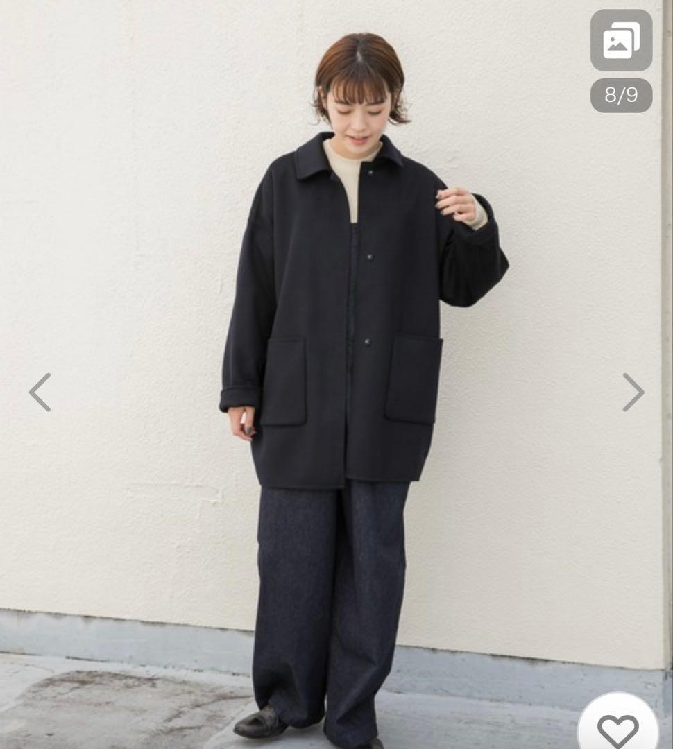 かぐれ　ウールステンカラーショートコート　アーバンリサーチ ネイビー