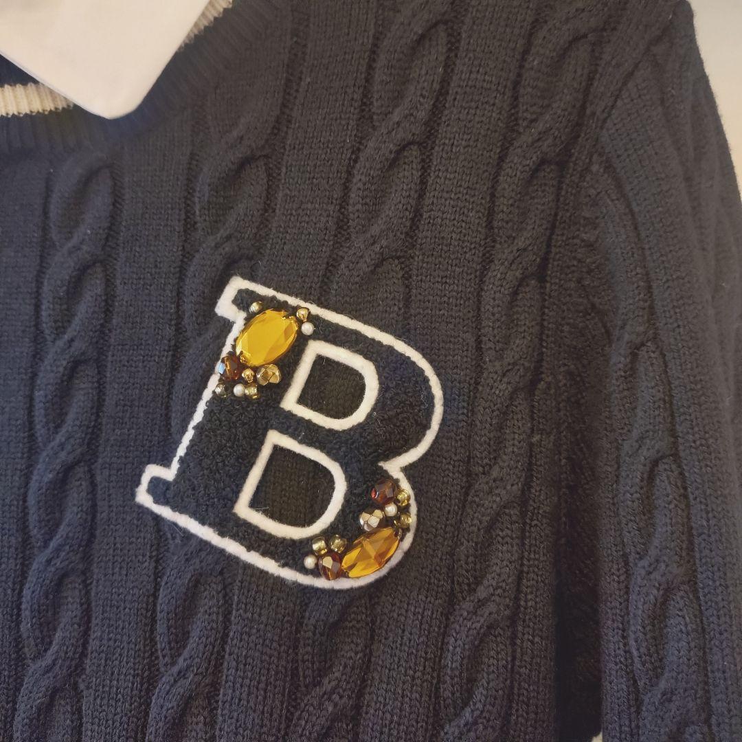 ブルーレーベルクレストブリッジ️ ♡ドッキングワンピース ビジューワッペン 38