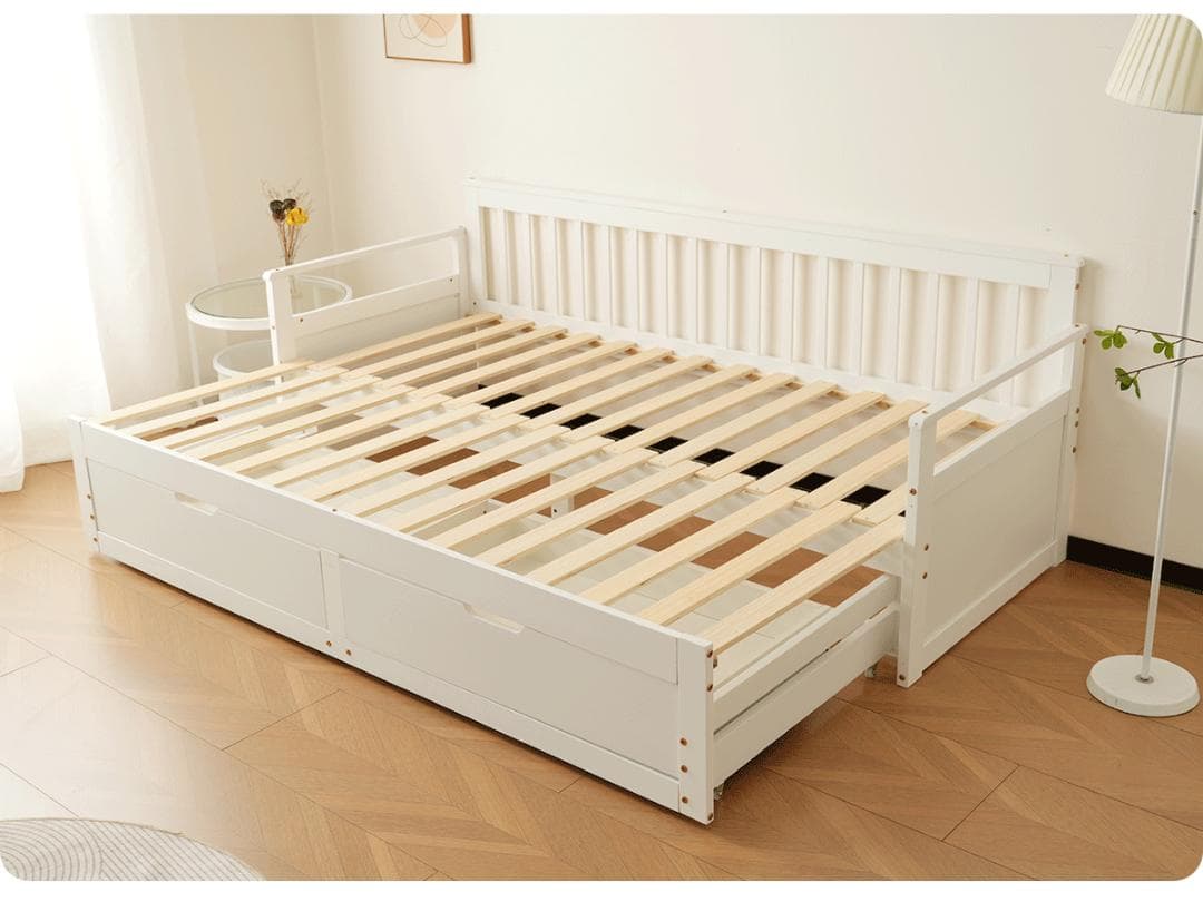 ソファベッド ディベッド 伸長式ベッド 木製 引き出し付き 収納付き おしゃれ