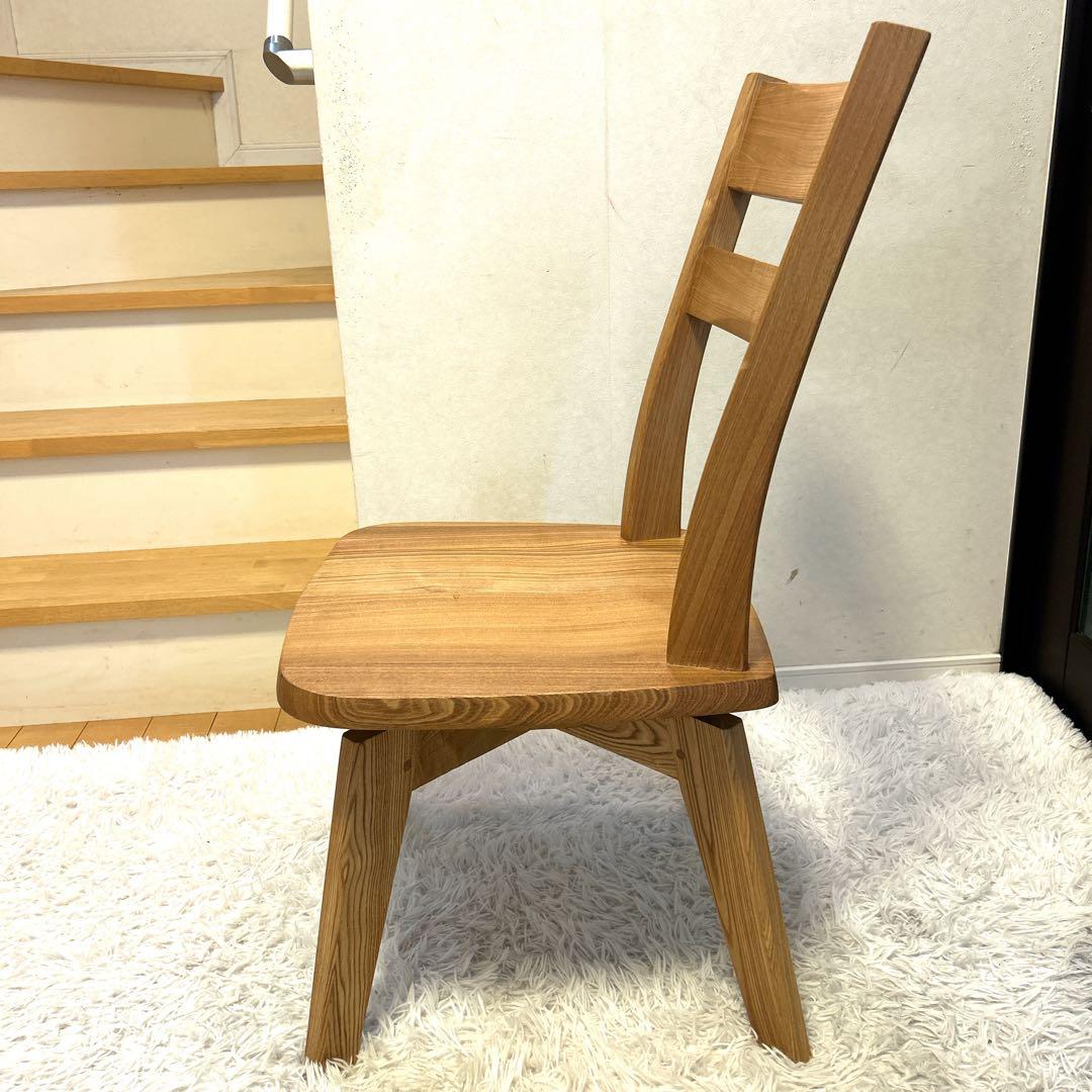 【送料込み】ユートップ タモ天然木 回転式 ダイニングチェア①