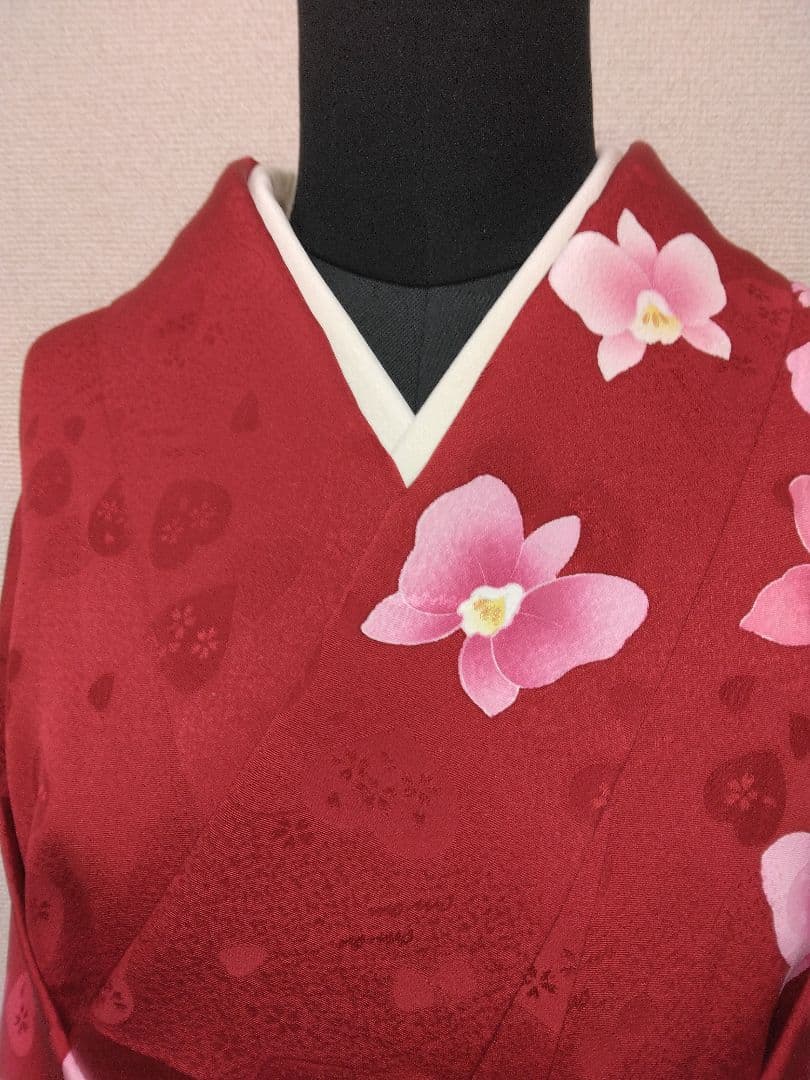 赤い花柄振袖正絹