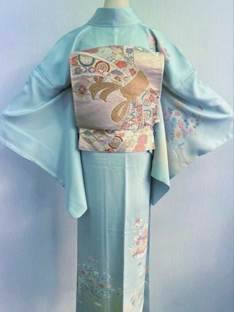 梅乃【162】正絹　訪問着　フルセット　美品　七五三　入卒式　お宮参り　水色