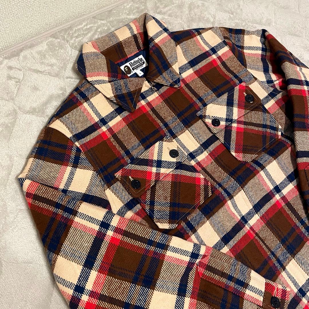 ジャケット・アウター BAPE CHECK CPO ZIP JACKET