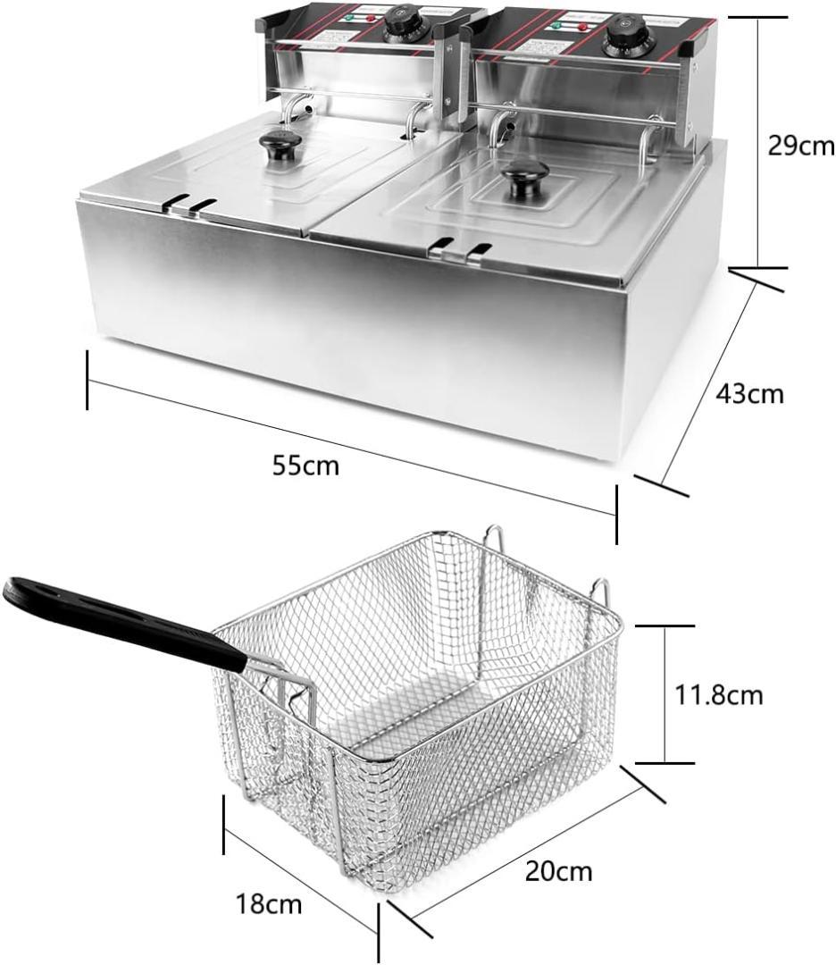 電気フライヤー 業務用 二槽式 12L 大容量 卓上フライヤー100/‎110Ⅴ