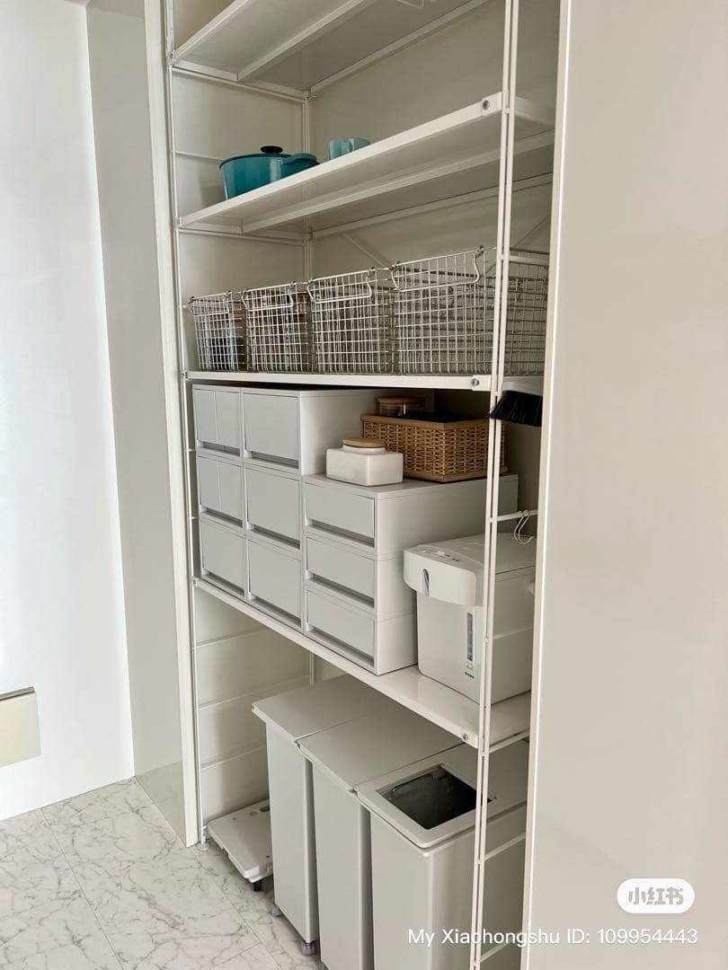 都内配送)無印良品ホワイト スチールシェルフ 4段収納 収納ボックス全て付き