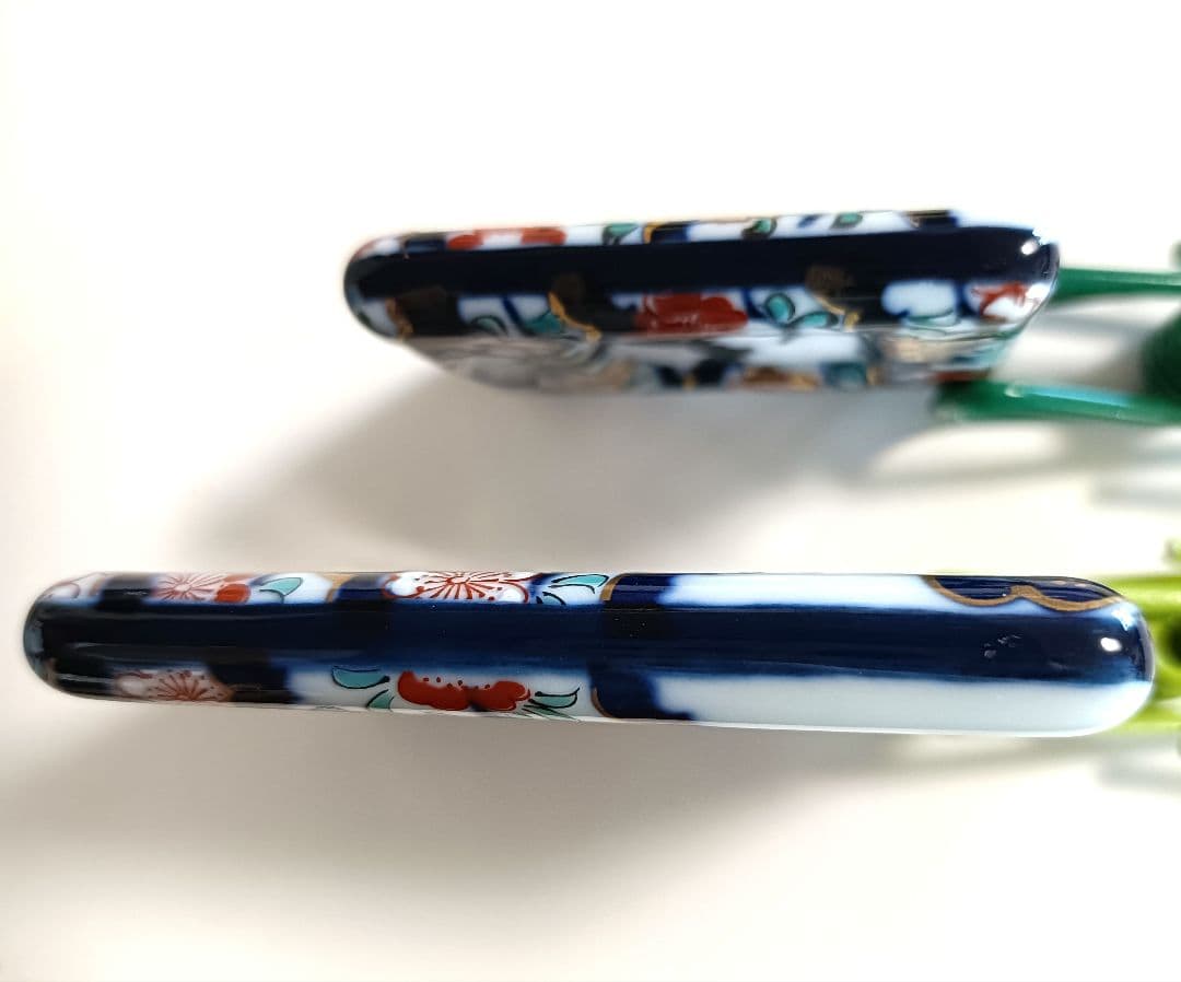 有田焼　ゴルフバッグ　ネームプレート　名札　染付古伊万里桜角型