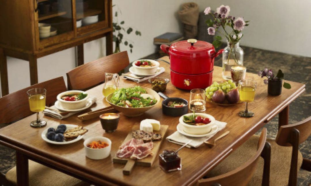 【新品未使用品】ブルーノ　マルチグリルポット　レッド