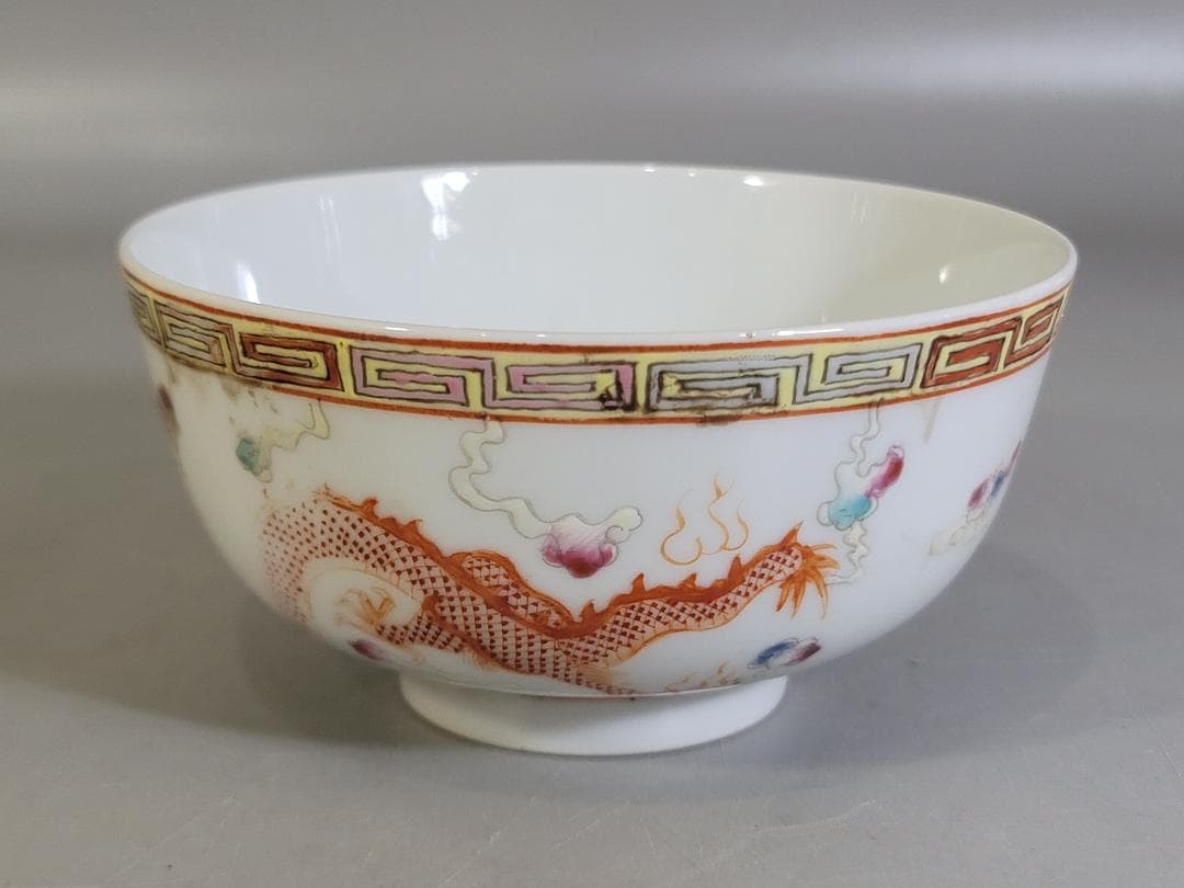 古美術 中国 色絵 鳳龍紋 碗 光緒年製