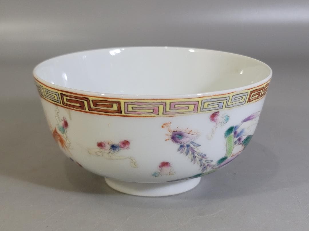 古美術 中国 色絵 鳳龍紋 碗 光緒年製