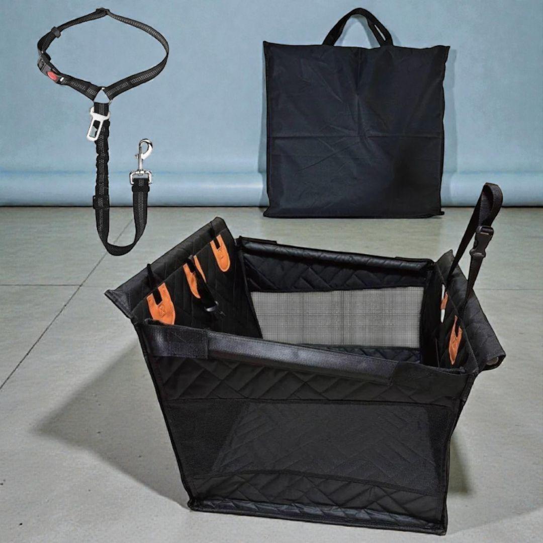 【新品】犬用 ペットドライブシートL 車載 防水 安全ベルト付 収納バッグ付