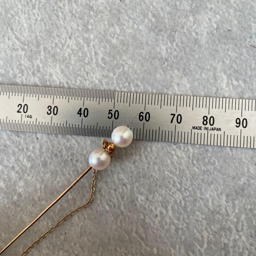 美品 MIKIMOTO ミキモト K14 パール2珠 ピンブローチ