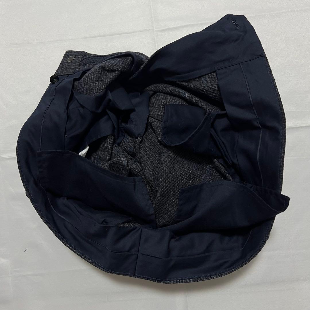 極美品✨EDIFICE 近年モデル スーツ グレー 紺 チェック ストレッチ L