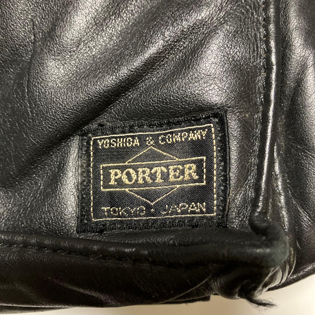 PORTER 吉田カバン　タンカー　レザーショルダーバッグ 2層式　ブラック
