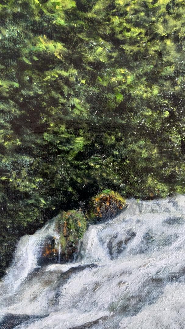 「レイ」「竜頭の滝上流」 F10号油彩画 油絵 風景画 原画