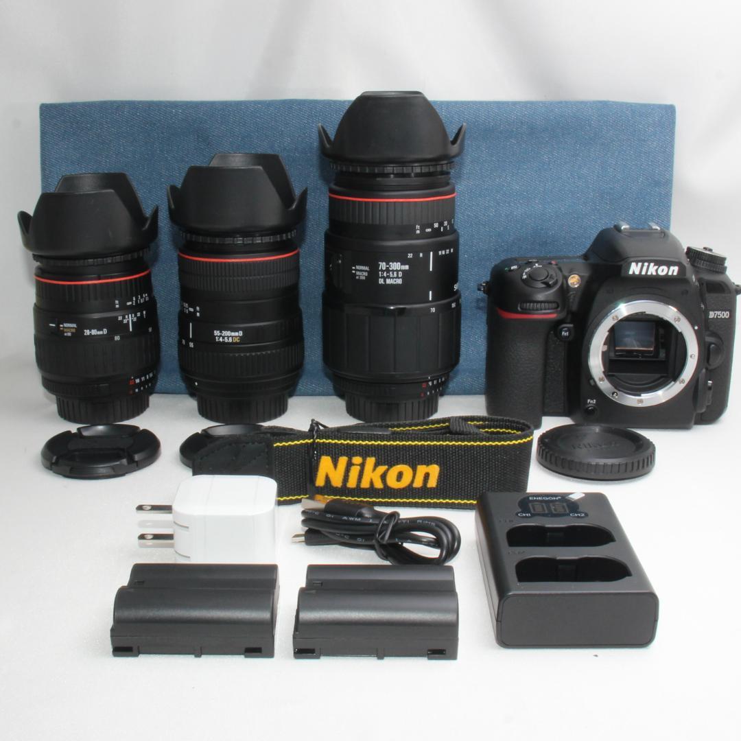❤️予備バッテリー&カメラバッグ付き❤️ニコン D7500 トリプルレンズ❤️