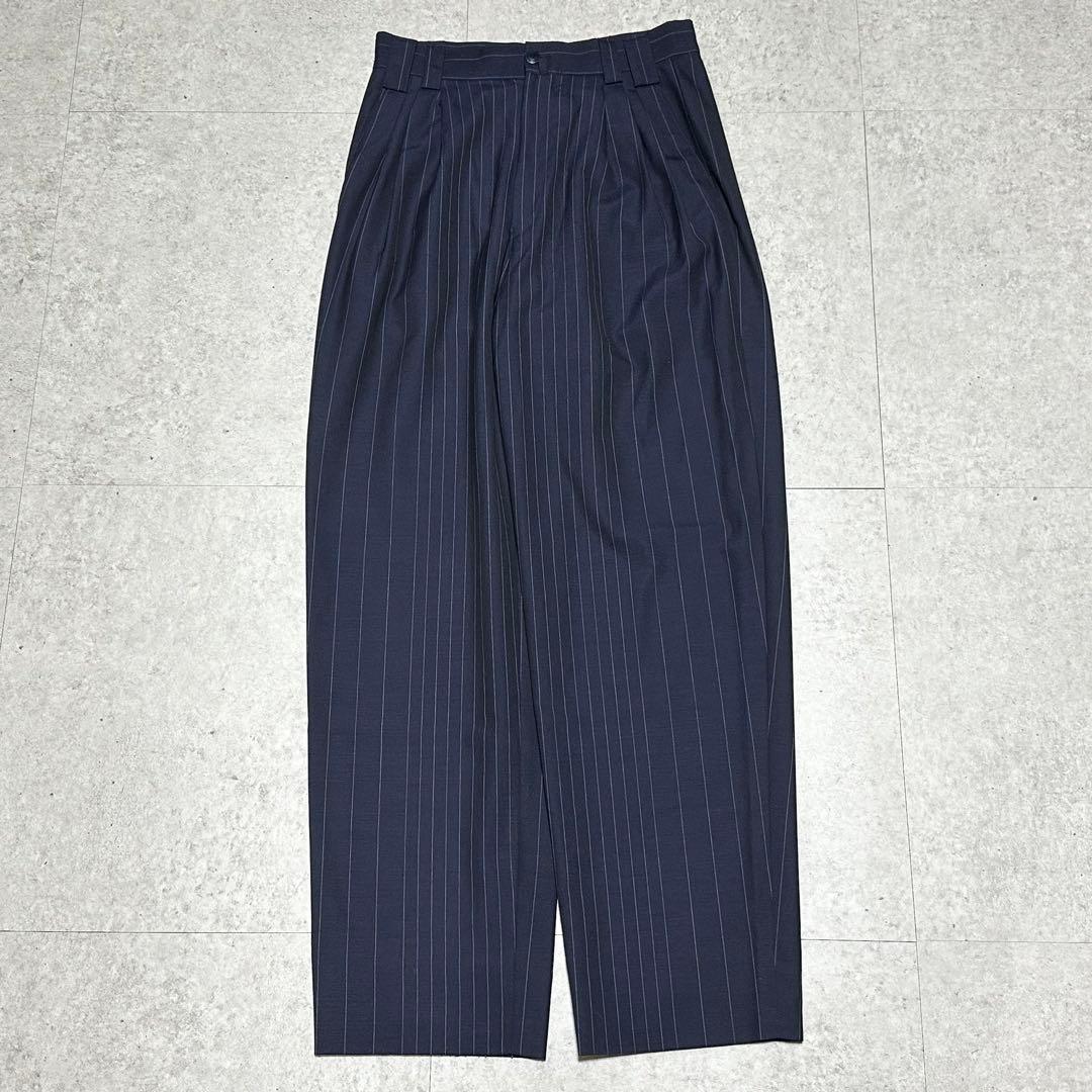 GIANNI VERSACE サマーウール ストライプ柄 ネイビー セットアップ