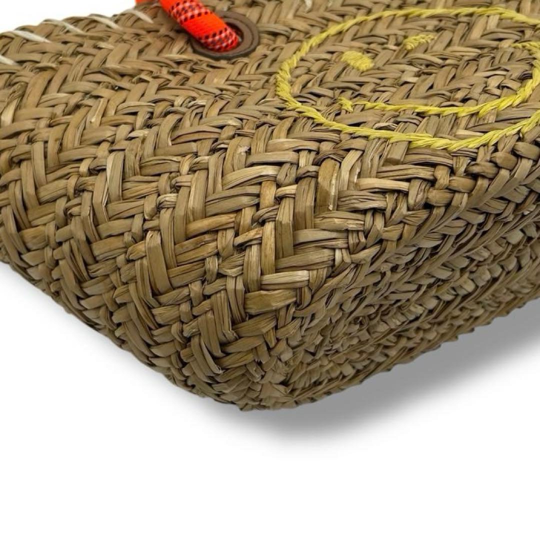 【美品】アニヤハインドマーチ スマイル ハンドバッグ かごバッグ ラフィア 人気