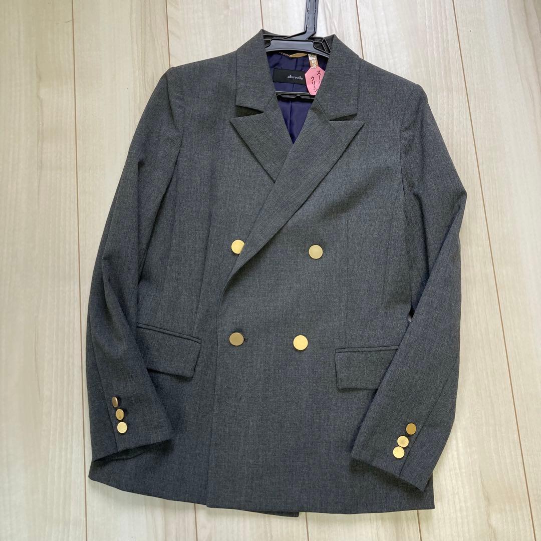 allureville リオペルダブルブレストジャケット　S 金ボタン　グレー