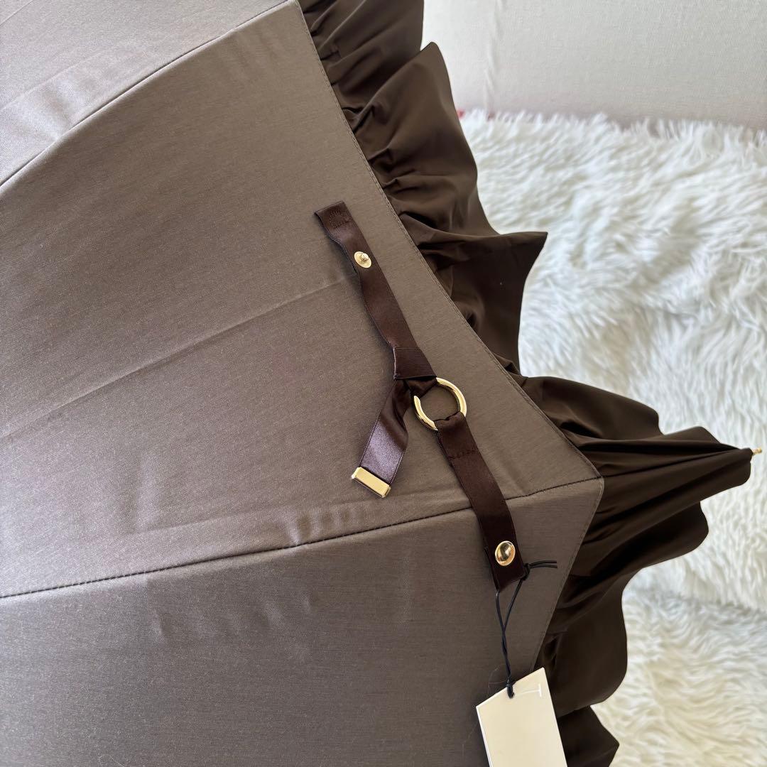 ★未使用　グレイシー　ムーンバット　日傘　フリル　ブラウン　晴雨兼用　バイカラー